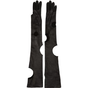 Off white cut out long opera gloves black leather size 7 new in box
